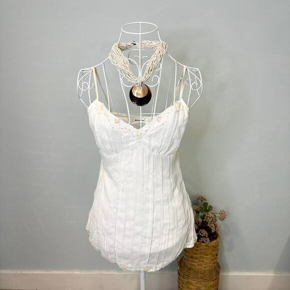 Gorgeous vintage y2k white fairy sequin babydoll cami tank top - Picture 1 of 8